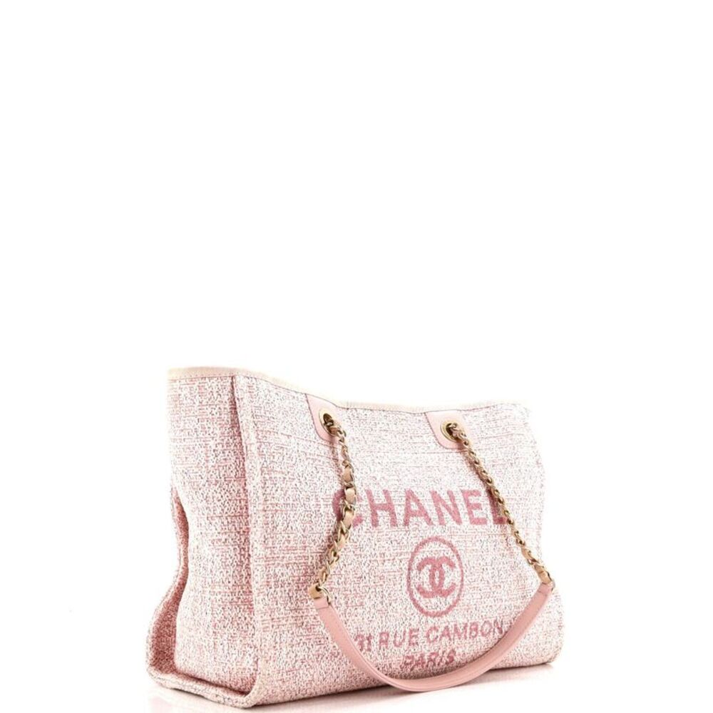 Chanel Deauville Tote Raffia with Glitter Detail Small Pink - Picture 3 of 8